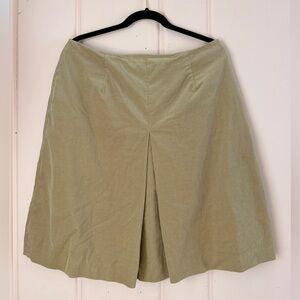 Brooks Brothers khaki A-Line Skirt with Front Pleat micro corduroy sz14